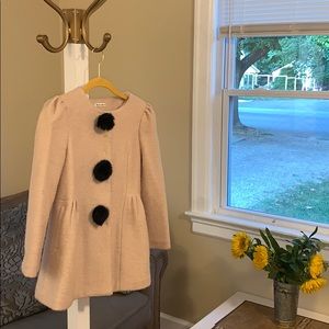 Girls Beige  Petticoat Black Pom Poms